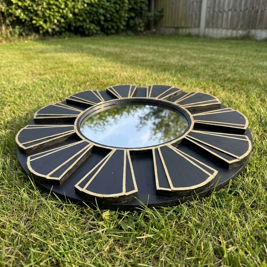 DIY Art Deco Fan Mirror with a Gold Leaf Frame