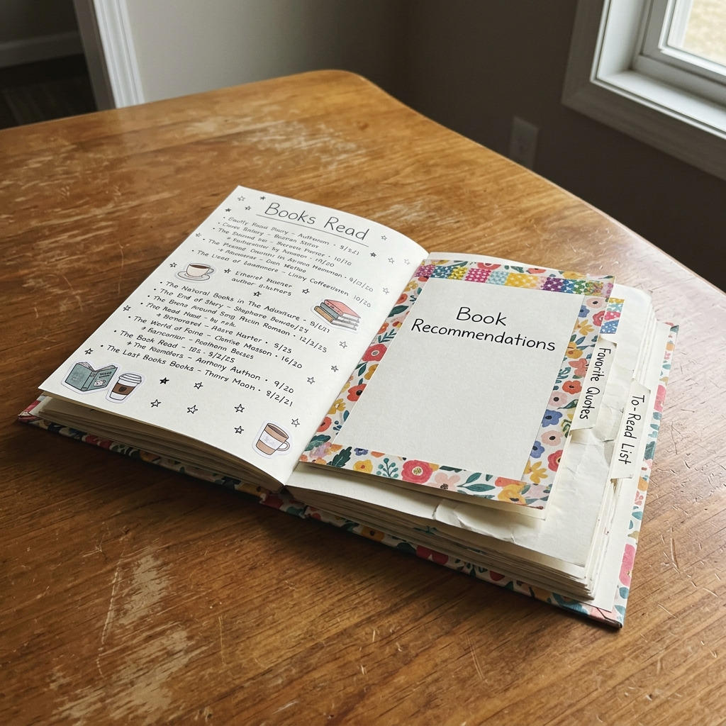 DIY Book Log Journal from a Plain Notebook for Cozy Reading