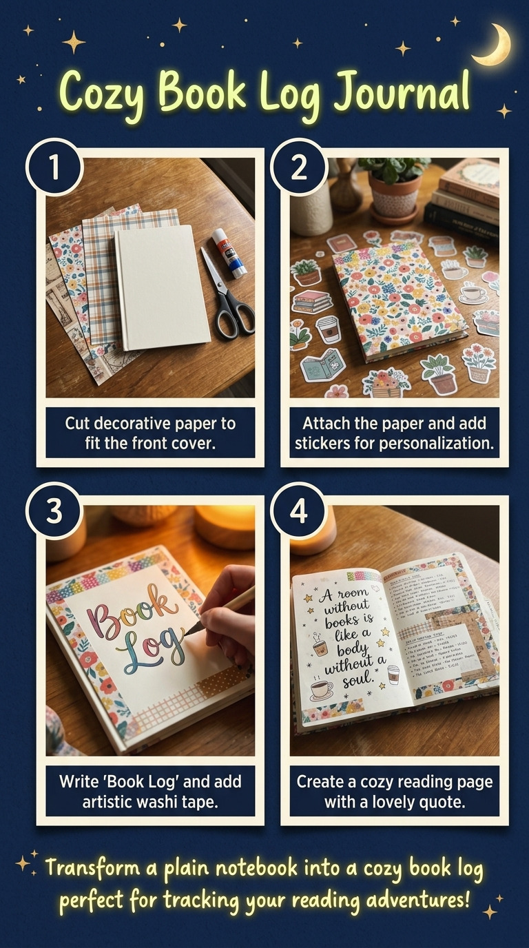 DIY Book Log Journal from a Plain Notebook for Cozy Reading