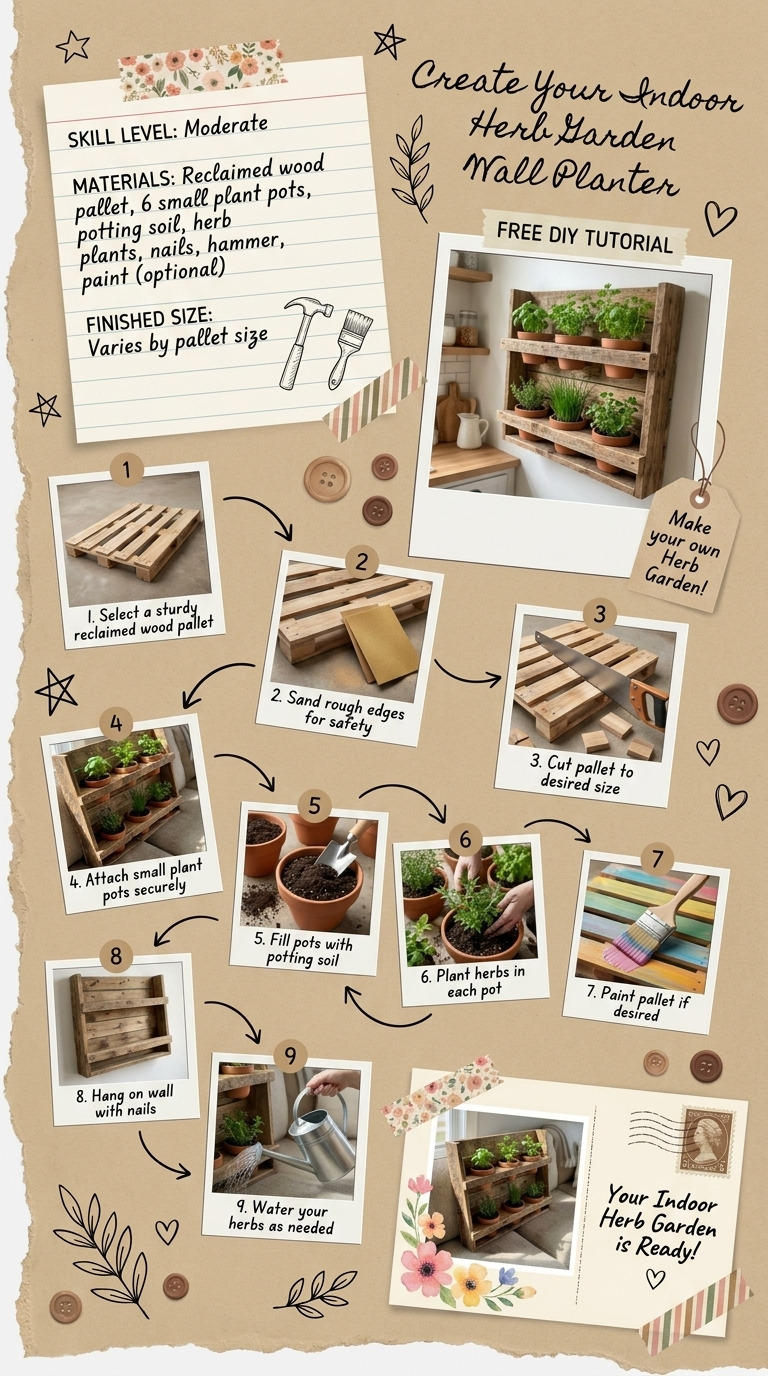 DIY Indoor Herb Garden Wall Planter from a Reclaimed Wood Pallet