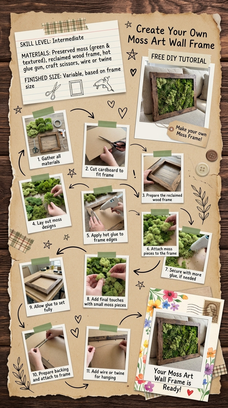 DIY Moss Art Wall Frame Using Preserved Moss and Reclaimed Wood