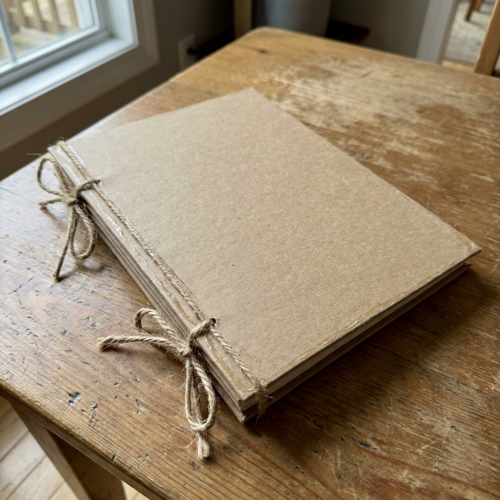 DIY Photo Album Book with Kraft Paper and Simple Ribbon Binding