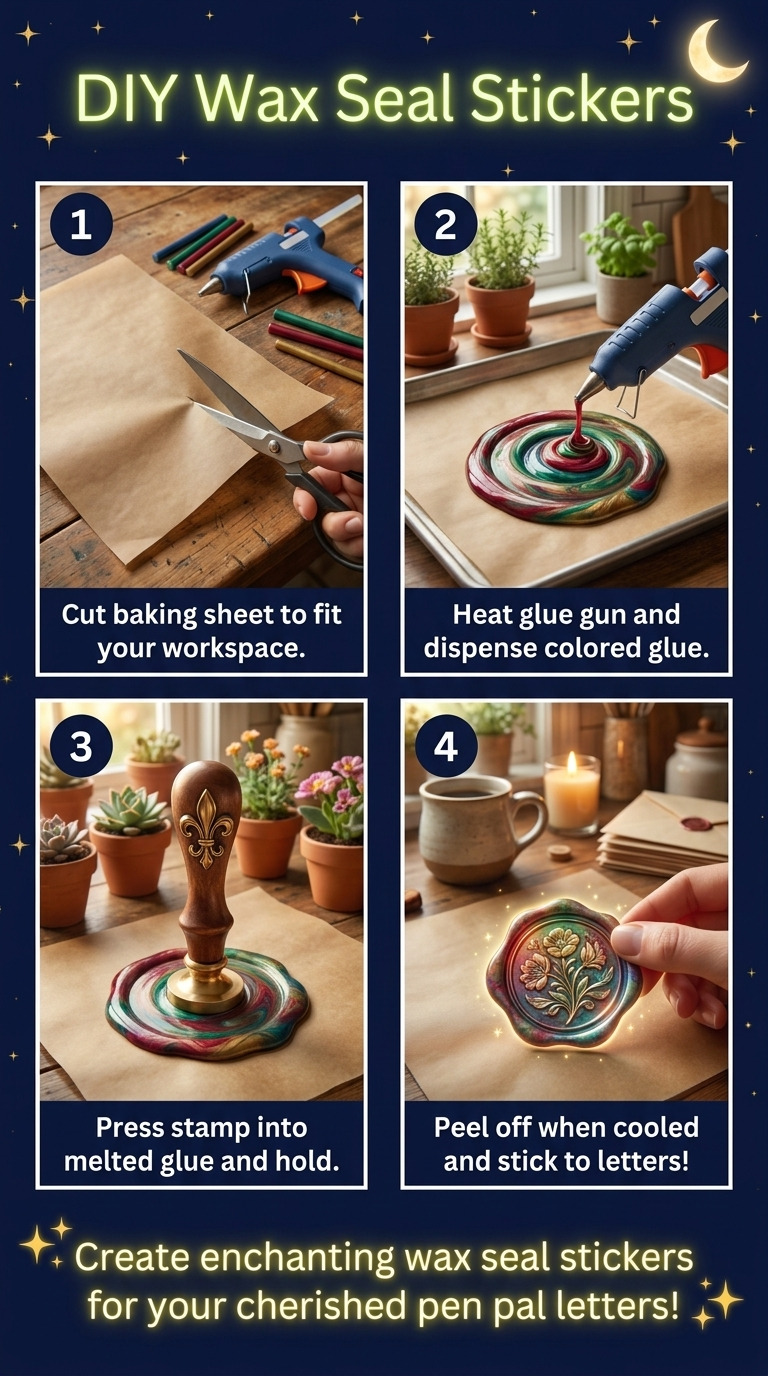 DIY Wax Seal Stickers Using Glue Gun Sticks for Pen Pal Letters: Step-by-Step Guide with Materials and Measurements