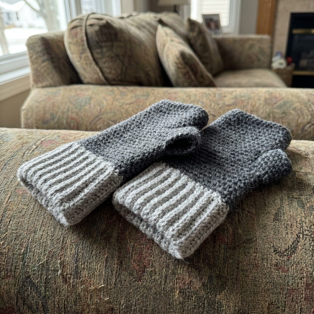 Easy Crochet Fingerless Gloves Pattern with a Simple Ribbed Cuff