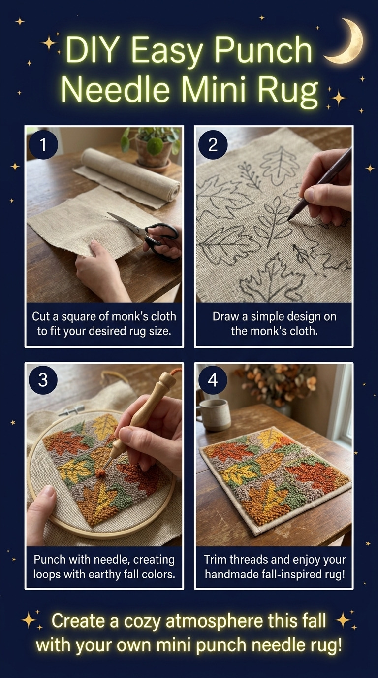 Easy Punch Needle Mini Rug for Beginners in Earthy Fall Colors