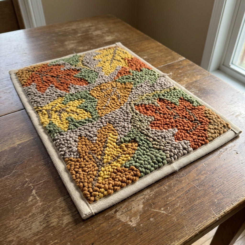 Easy Punch Needle Mini Rug for Beginners in Earthy Fall Colors