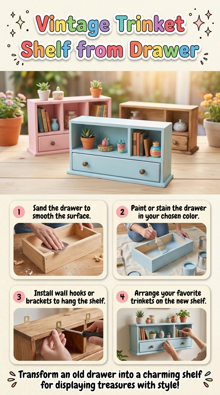How to Build a Vintage Trinket Shelf from an Old Wooden Drawer: Step-by-Step Guide with Materials and Measurements