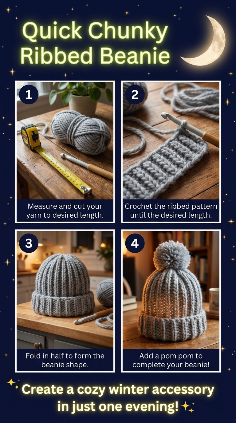 How to Crochet a Chunky Ribbed Beanie for Beginners in One Evening