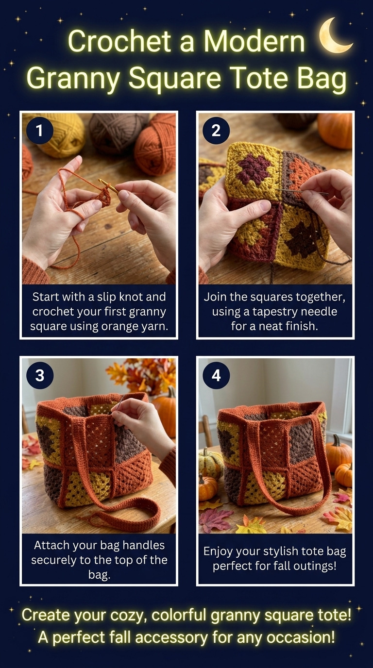How to Crochet a Modern Granny Square Tote Bag in Fall Colors