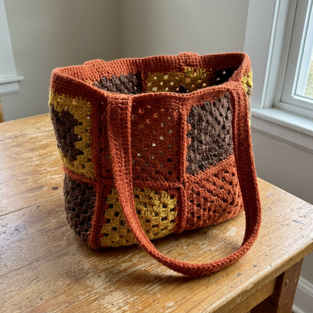 How to Crochet a Modern Granny Square Tote Bag in Fall Colors