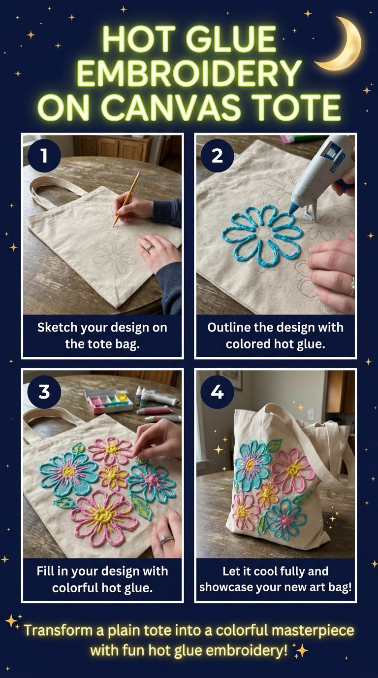 How to Do Hot Glue Embroidery on a Plain Canvas Tote Bag