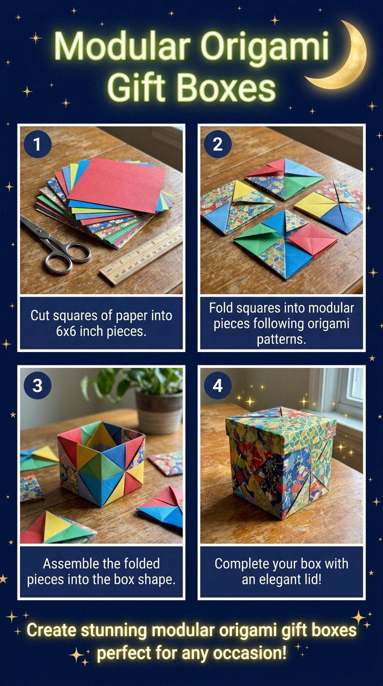 How to Fold Modular Origami Gift Boxes with Matching Lids
