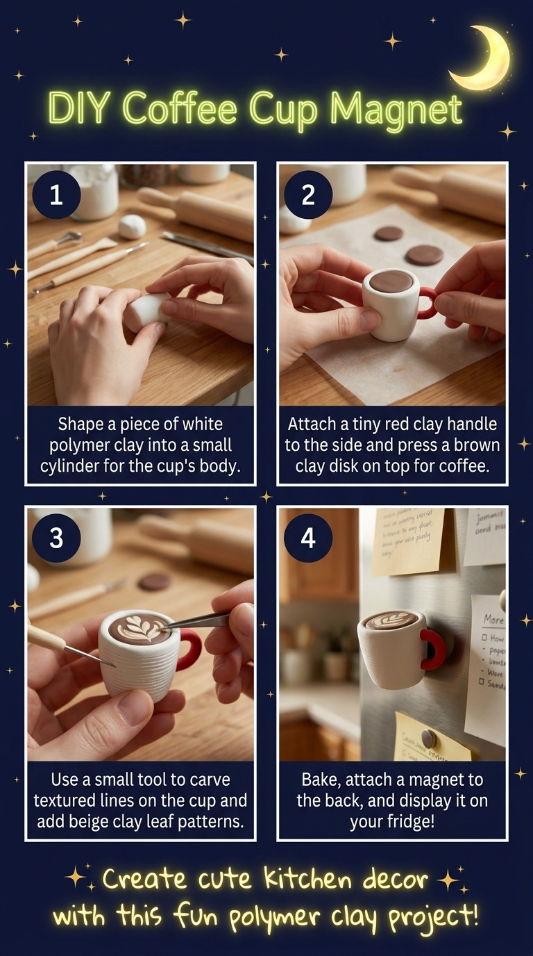 How to Make a Polymer Clay Fridge Magnet Shaped Like a Coffee Cup: Step-by-Step Guide with Materials and Measurements
