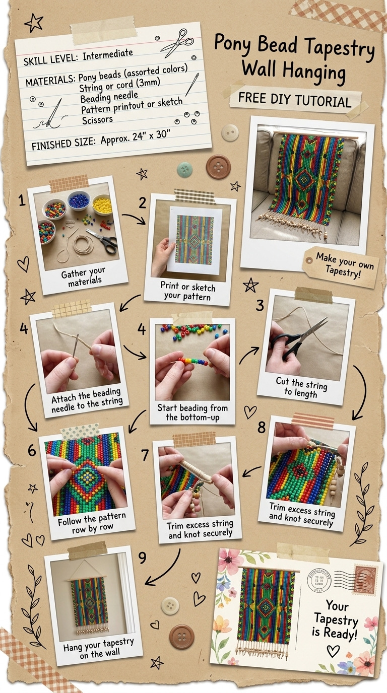 How to Make a Pony Bead Tapestry Wall Hanging with a Free Pattern