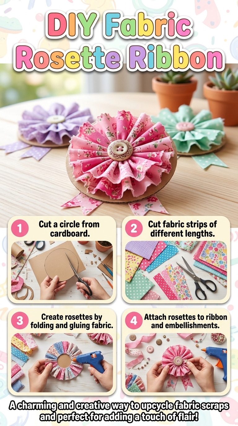How to Make a Rosette Ribbon from Fabric Scraps and Cardboard: Step-by-Step Guide with Materials and Measurements