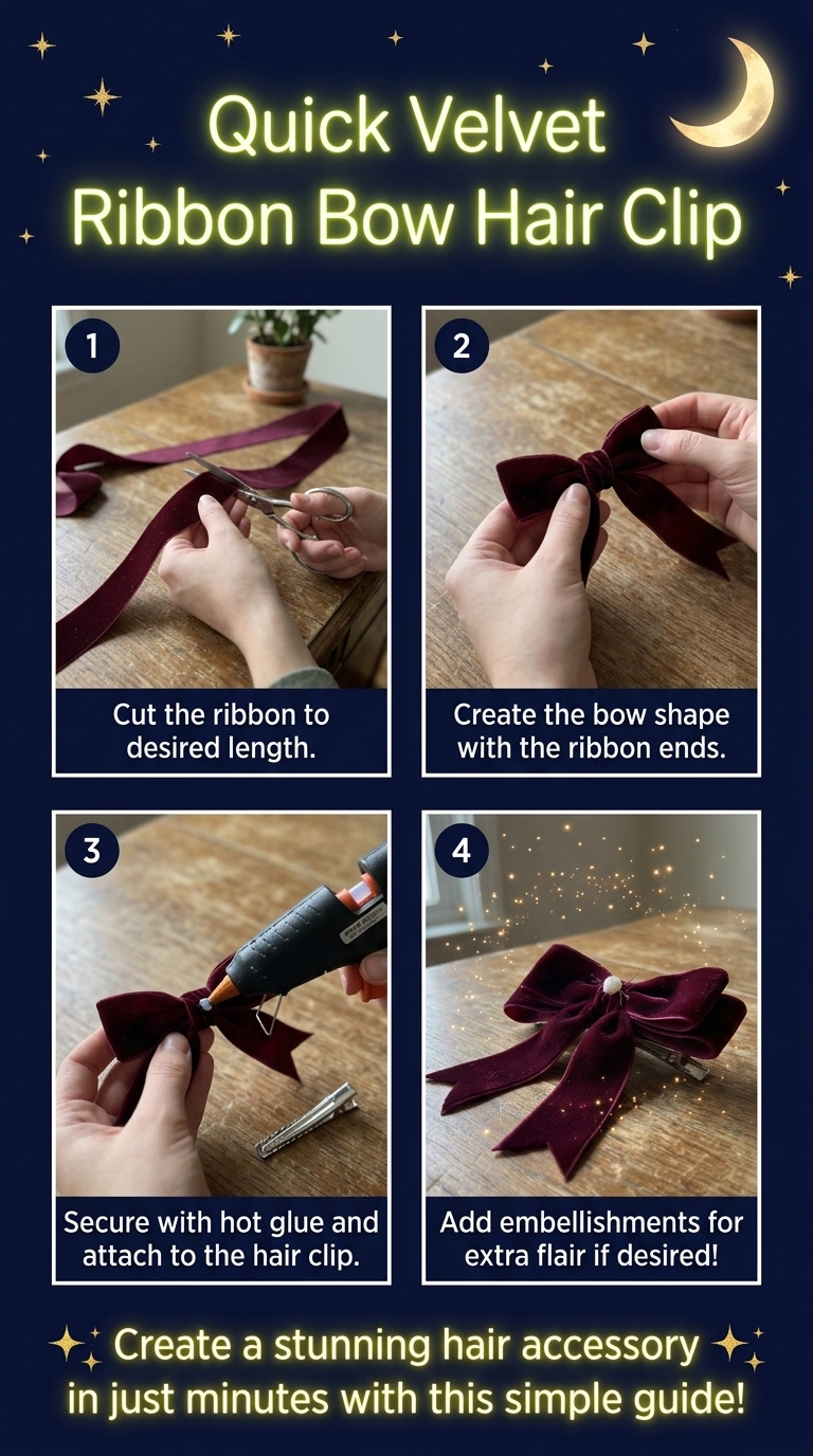 How to Make a Velvet Ribbon Bow Hair Clip in Minutes