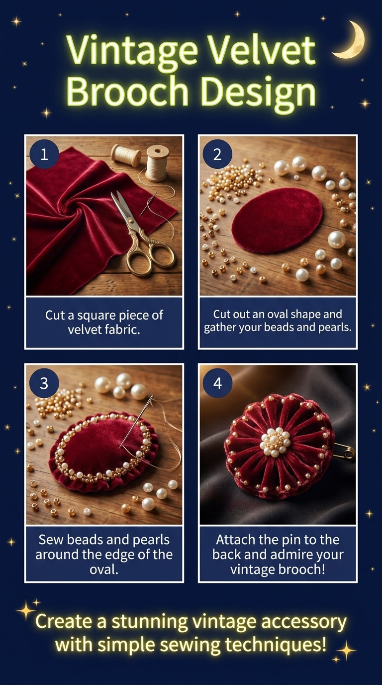 How to Make a Vintage-Style Velvet Brooch with Beads and Pearls