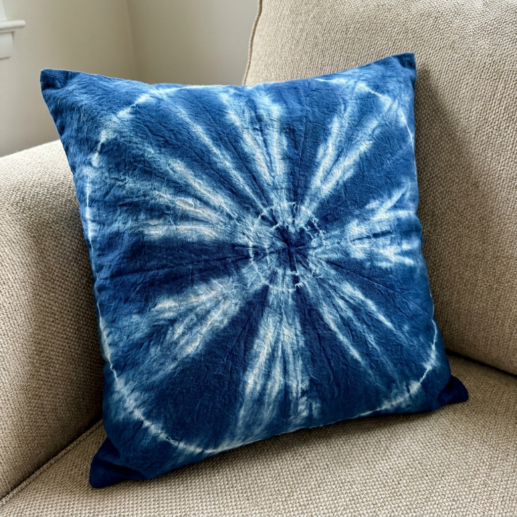 How to Make an Adire-Inspired Indigo Tie Dye Pillow Cover: Step-by-Step Guide with Materials and Measurements