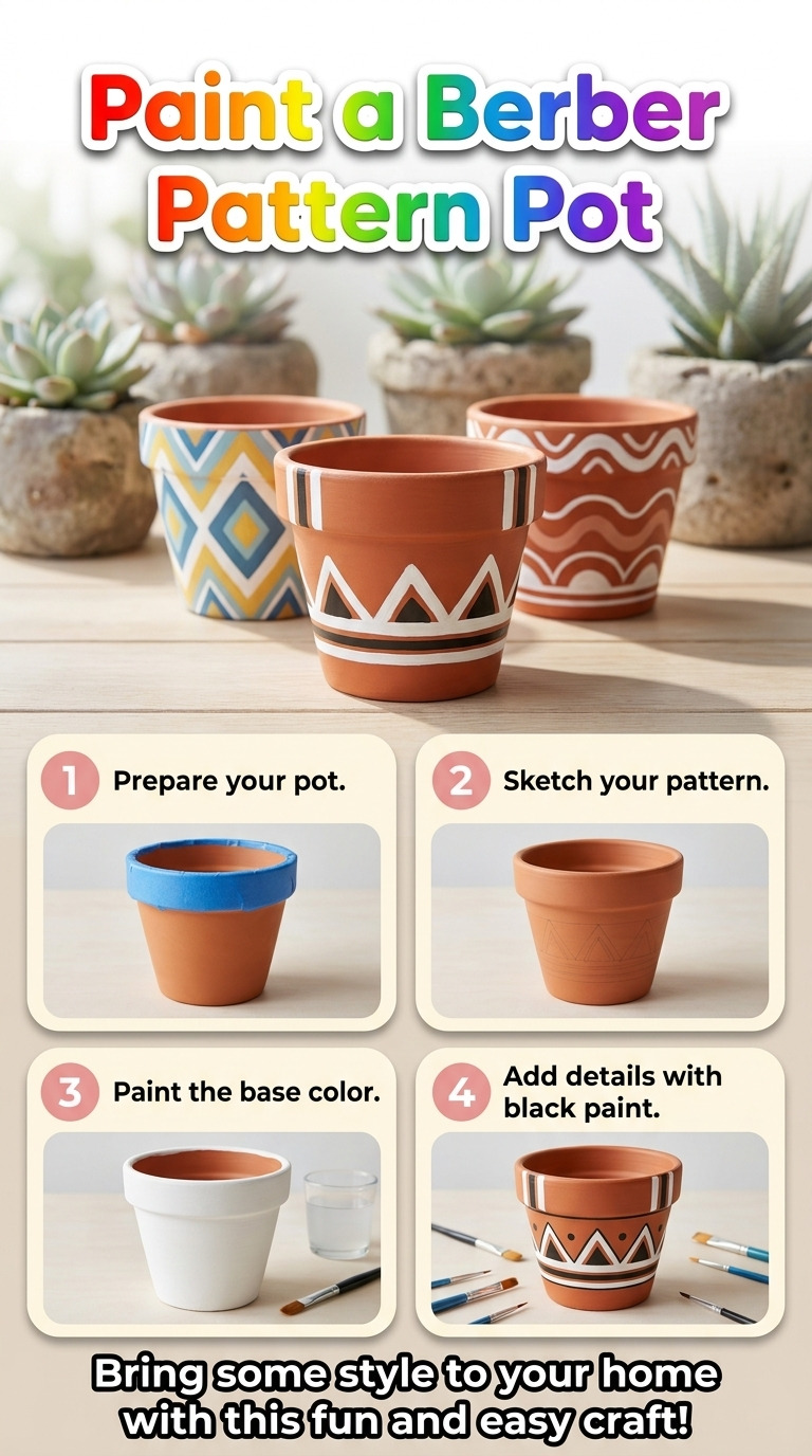 How to Paint a Berber Pattern Terracotta Plant Pot: Step-by-Step Guide with Materials and Measurements
