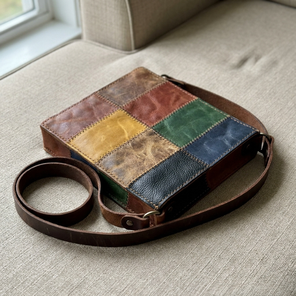 How to Sew a Patchwork Leather Crossbody Bag from Scrap Leather