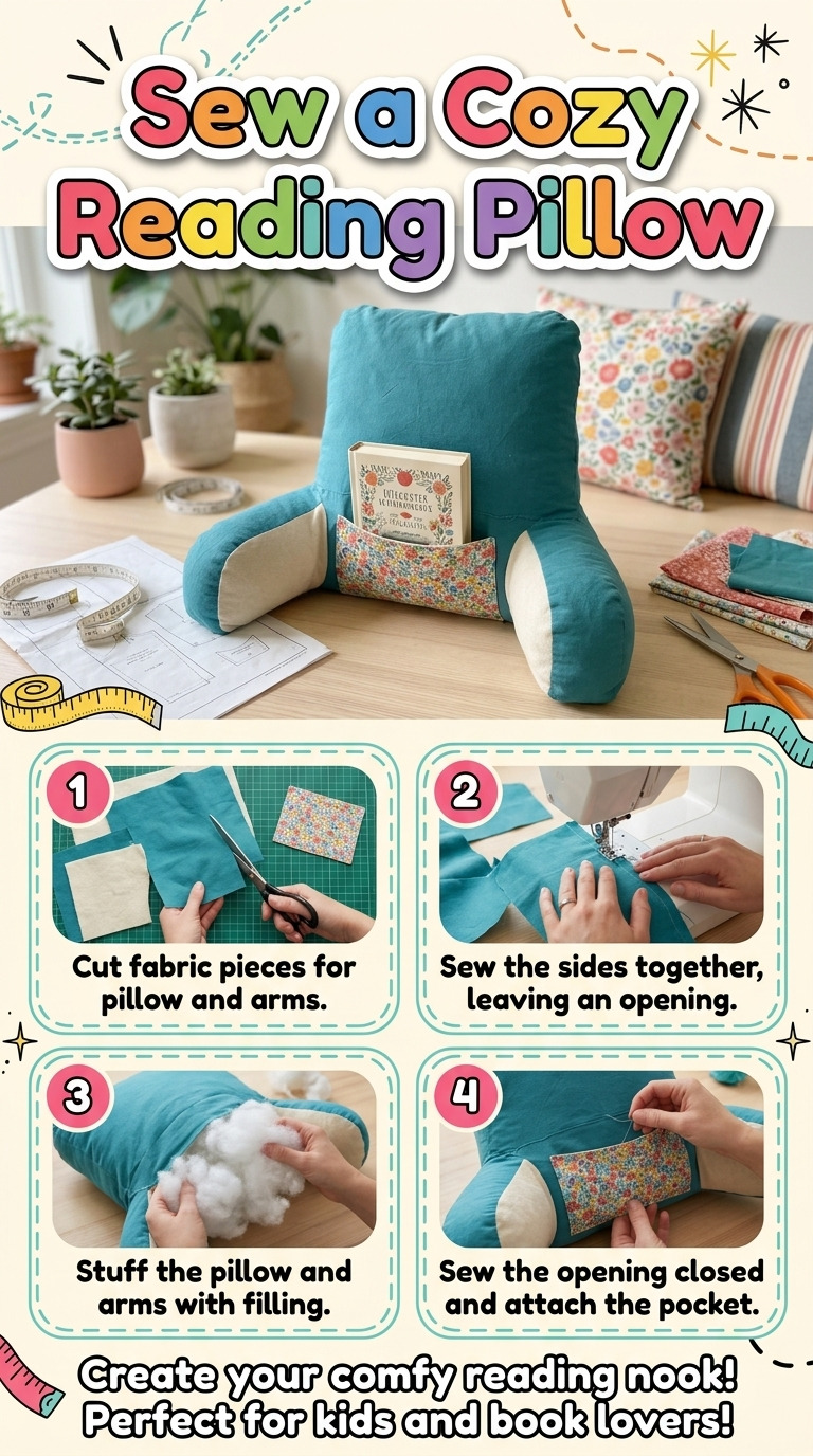 How to Sew a Reading Pillow with Arms and a Book Pocket