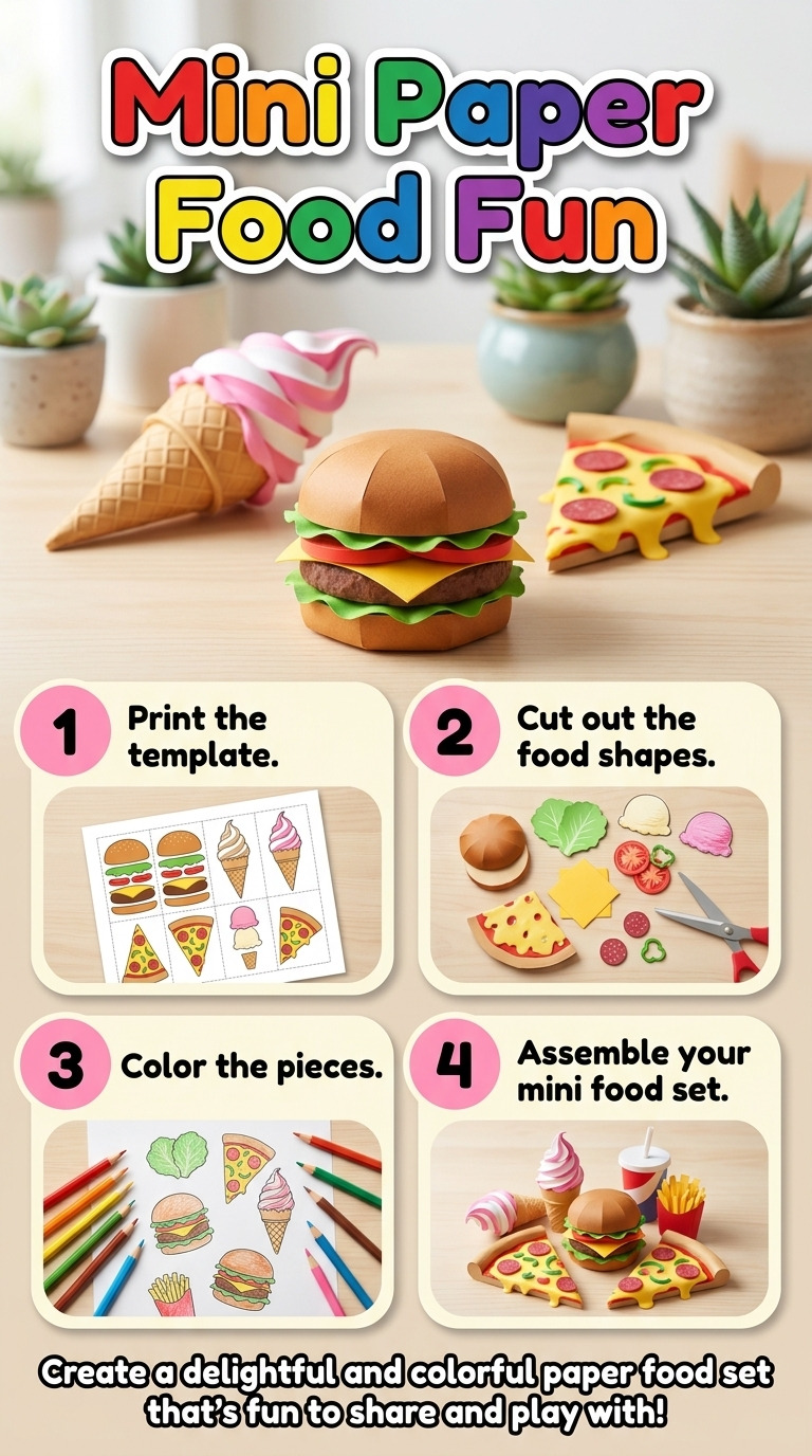 Kids Craft: Paper Mini Food Set with a Free Printable Template