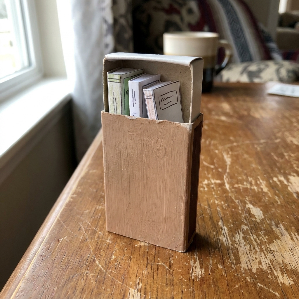 Miniatures from Trash: Make a Tiny Bookshelf from a Matchbox