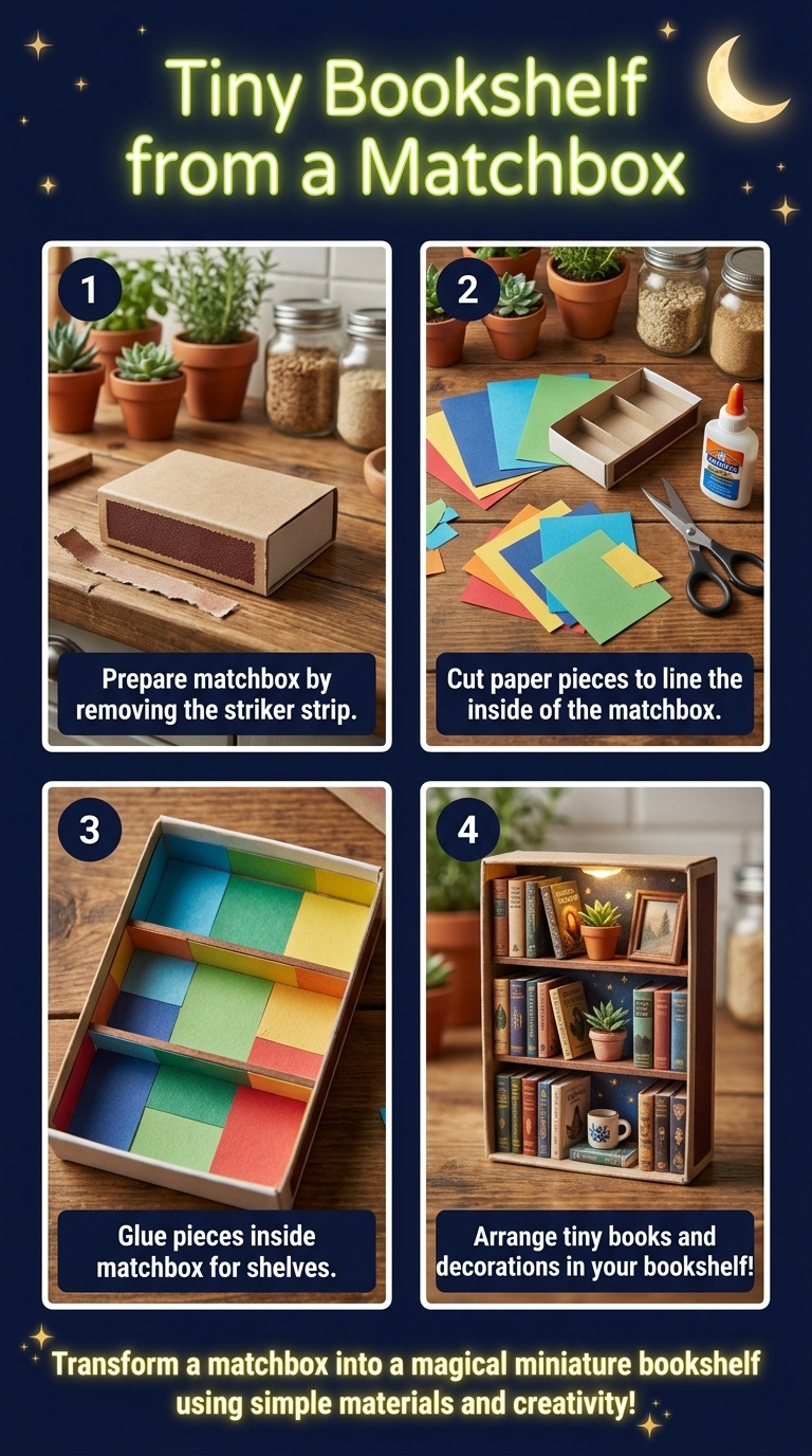 Miniatures from Trash: Make a Tiny Bookshelf from a Matchbox