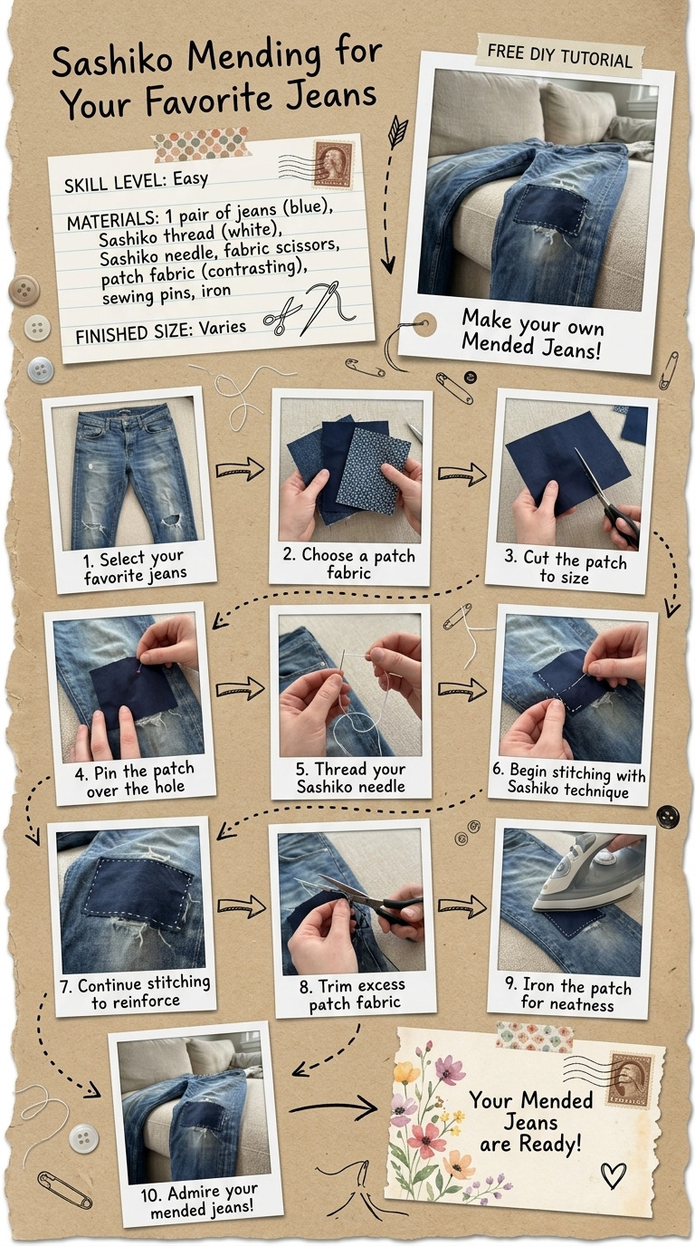 Sashiko Mending Tutorial: Patch Your Favorite Jeans Knee by Hand