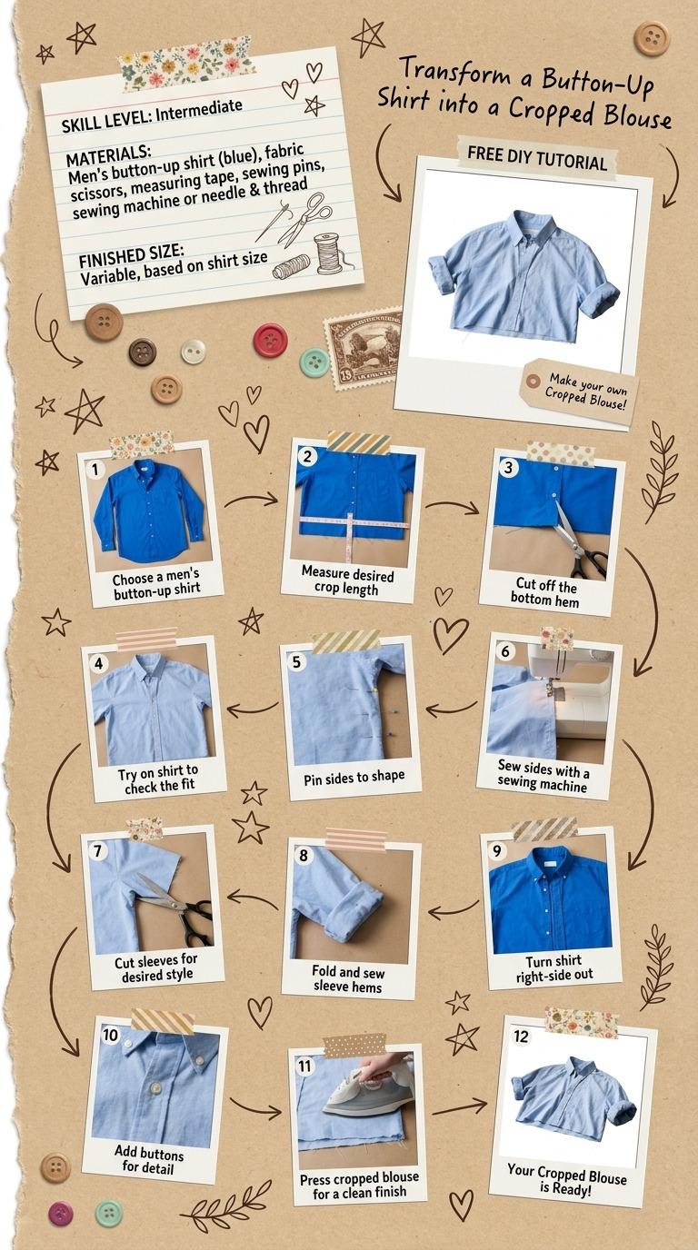 Thrift Flip: Turn a Men's Button-Up Shirt into a Cropped Blouse